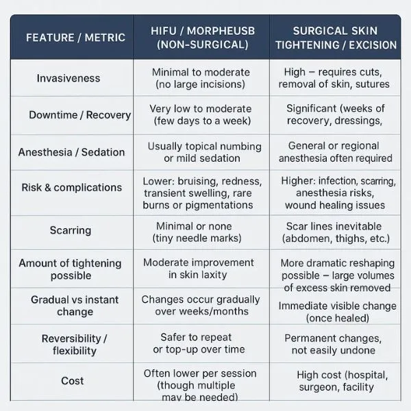 Lost the Weight but Not the Loose Skin? 3 A table showing the benefits of Lipo Sculpt Boston treatments to combat loose skin.